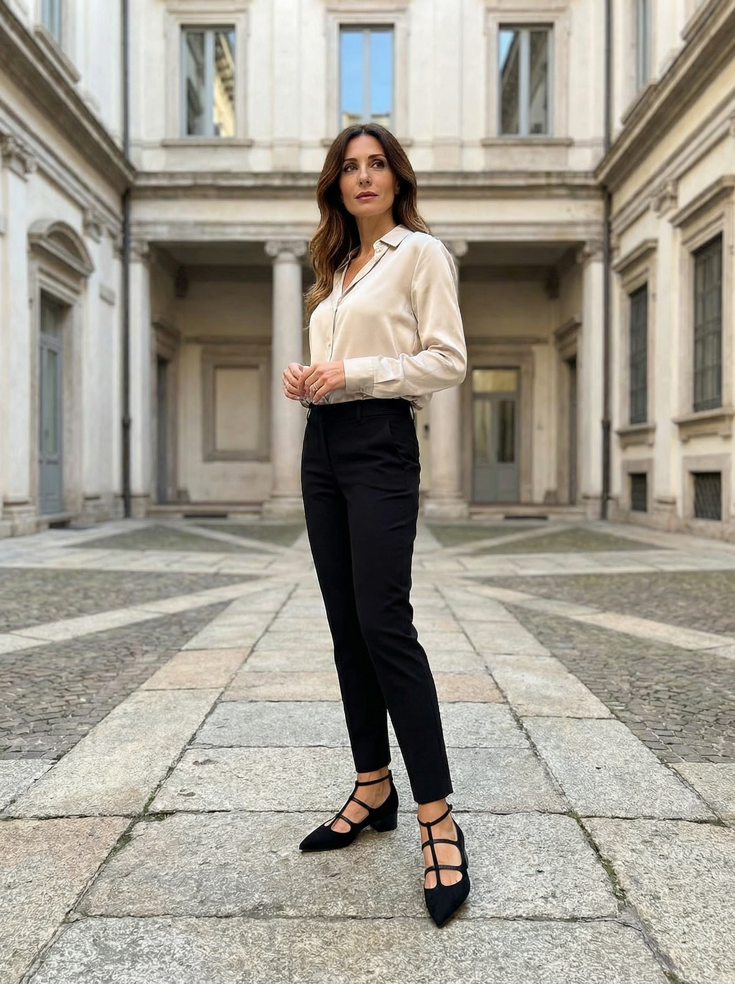 Notte Elegante – tacón negro con tiras cómodas