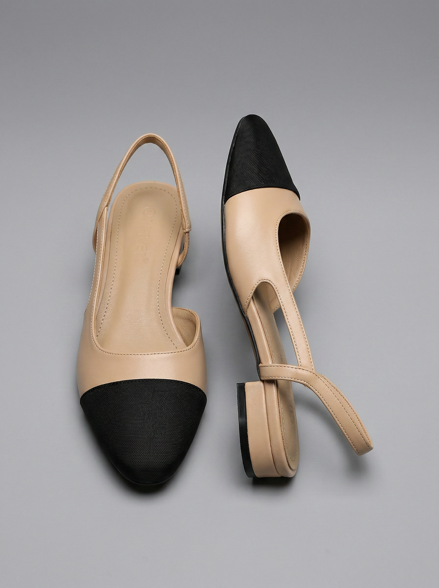 VitaFeet – Slingback Bicolor con Tacón Ancho de Bloque