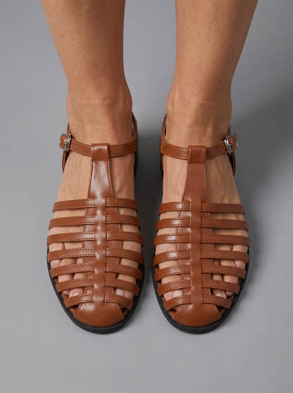 VitaFeet Roma – Sandalia Plana con Tiras Cruzadas y Hebilla
