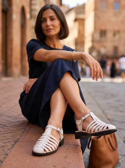 VitaFeet Roma – Sandalia Plana con Tiras Cruzadas y Hebilla