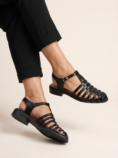 VitaFeet Roma – Sandalia Plana con Tiras Cruzadas y Hebilla